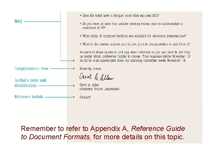 Remember to refer to Appendix A, Reference Guide to Document Formats, for more details