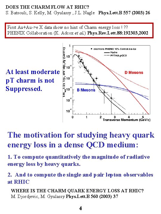 DOES THE CHARM FLOW AT RHIC? S. Batsouli, S. Kelly, M. Gyulassy , J.