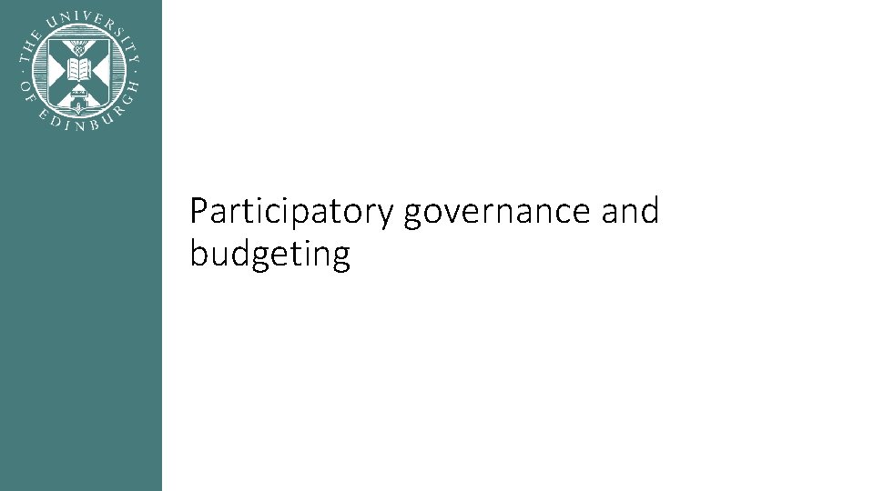 Participatory governance and budgeting 