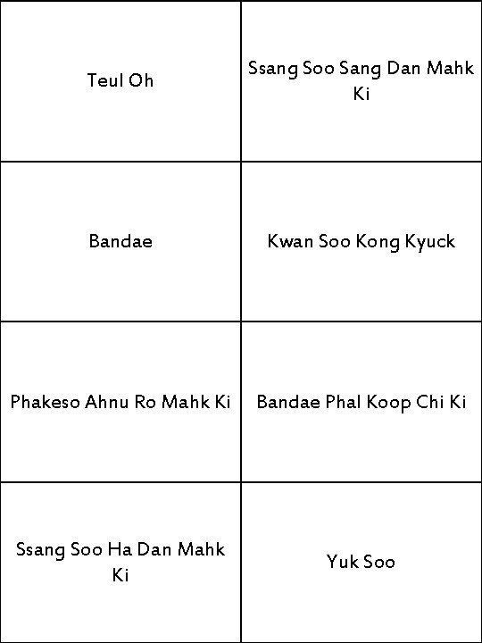 Teul Oh Ssang Soo Sang Dan Mahk Ki Bandae Kwan Soo Kong Kyuck Phakeso Teul Oh Ssang Soo Sang Dan Mahk Ki Bandae Kwan Soo Kong Kyuck Phakeso
