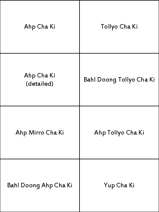 Ahp Cha Ki Tollyo Cha Ki Ahp Cha Ki (detailed) Bahl Doong Tollyo Cha