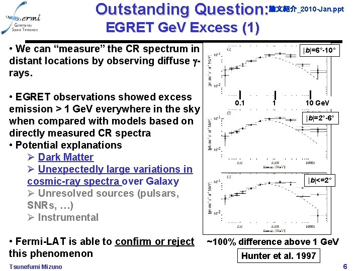 Outstanding Question: 論文紹介_2010 -Jan. ppt EGRET Ge. V Excess (1) • We can “measure”