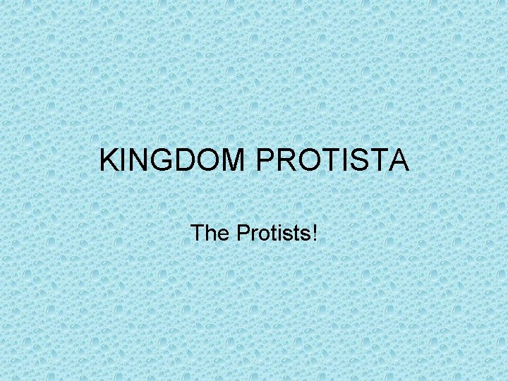 KINGDOM PROTISTA The Protists! 