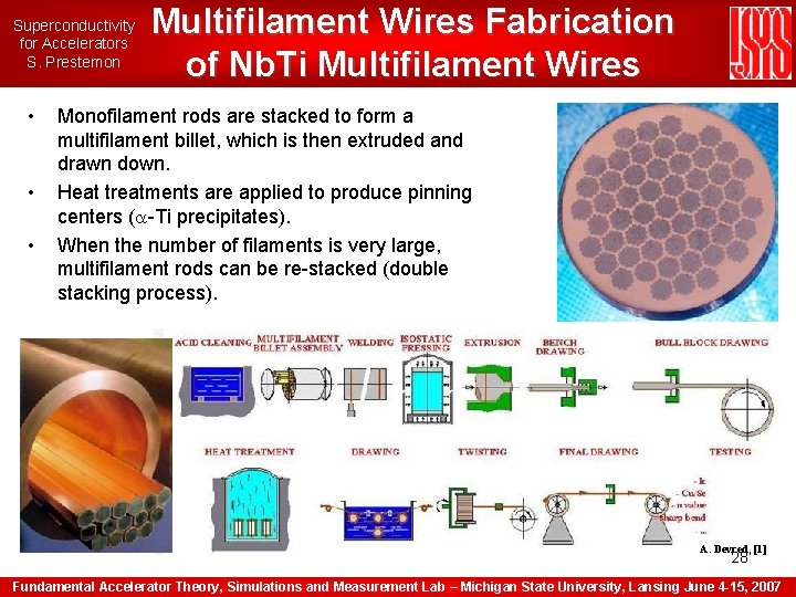 Superconductivity for Accelerators S. Prestemon • • • Multifilament Wires Fabrication of Nb. Ti