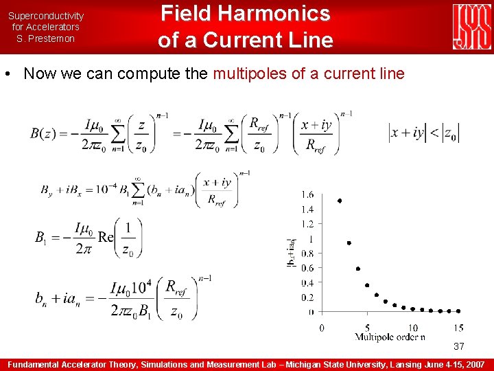 Superconductivity for Accelerators S. Prestemon Field Harmonics of a Current Line • Now we