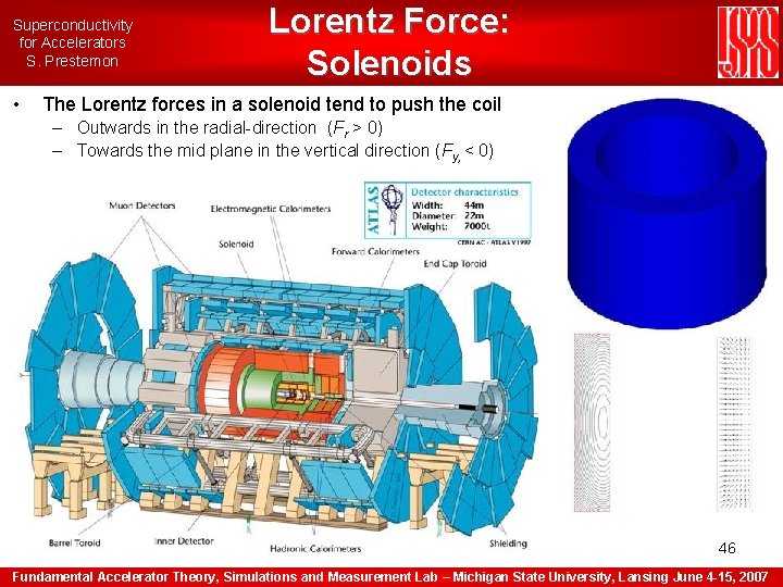 Superconductivity for Accelerators S. Prestemon • Lorentz Force: Solenoids The Lorentz forces in a