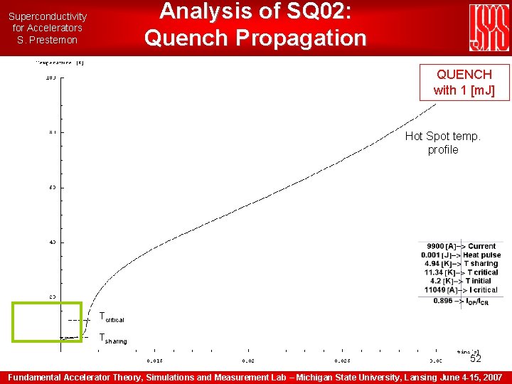 Analysis of SQ 02: Quench Propagation Superconductivity for Accelerators S. Prestemon QUENCH with 1