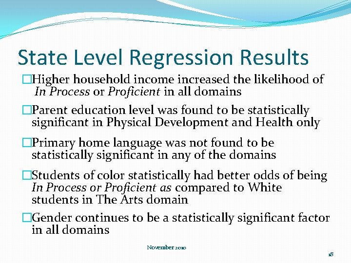 State Level Regression Results �Higher household income increased the likelihood of In Process or