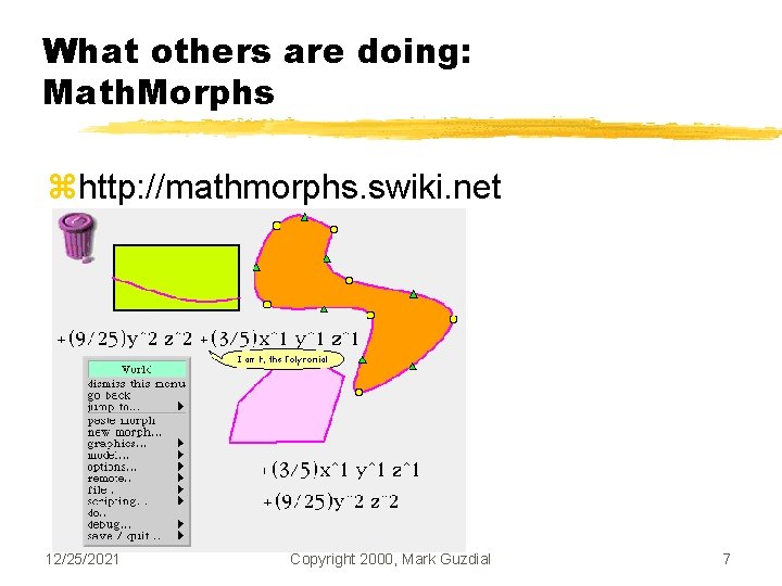 What others are doing: Math. Morphs zhttp: //mathmorphs. swiki. net 12/25/2021 Copyright 2000, Mark