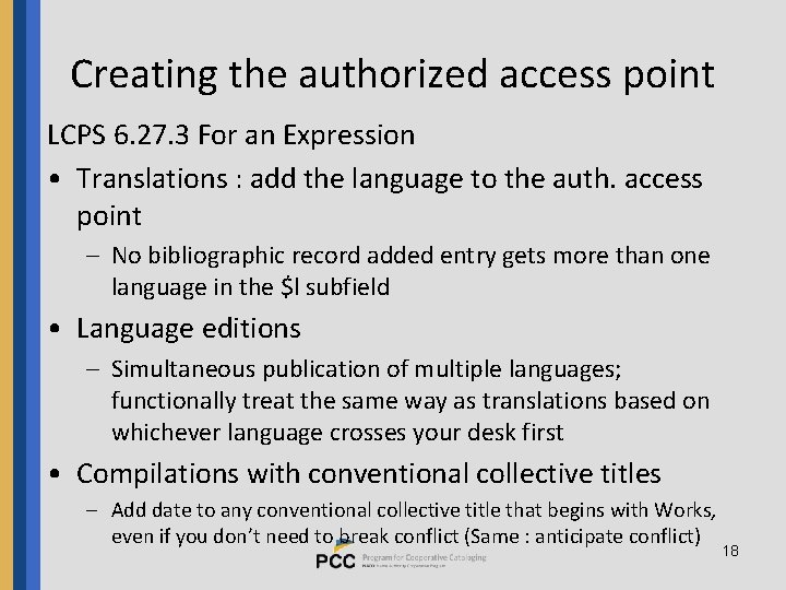 Creating the authorized access point LCPS 6. 27. 3 For an Expression • Translations