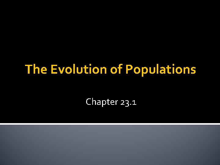 The Evolution of Populations Chapter 23 1 Darwins