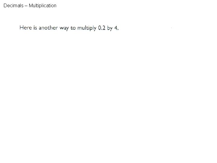 Decimals – Multiplication 