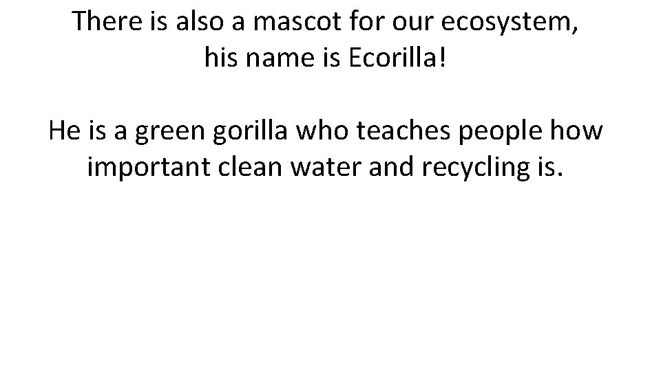 There is also a mascot for our ecosystem, his name is Ecorilla! He is