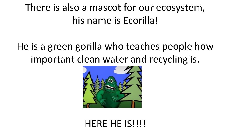 There is also a mascot for our ecosystem, his name is Ecorilla! He is