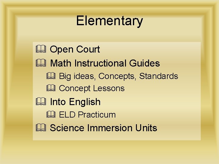 Elementary & Open Court & Math Instructional Guides & Big ideas, Concepts, Standards &