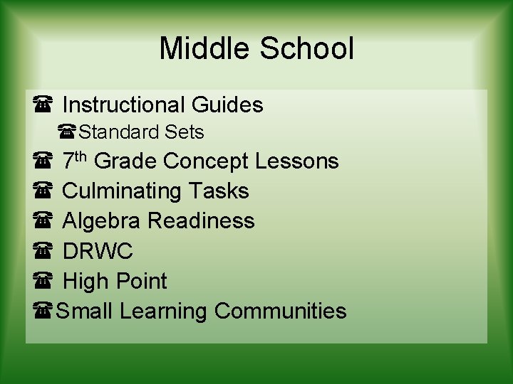 Middle School ( Instructional Guides (Standard Sets ( 7 th Grade Concept Lessons (