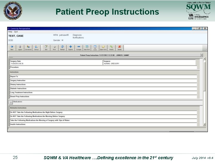 Patient Preop Instructions 25 SQWM & VA Healthcare …. Defining excellence in the 21