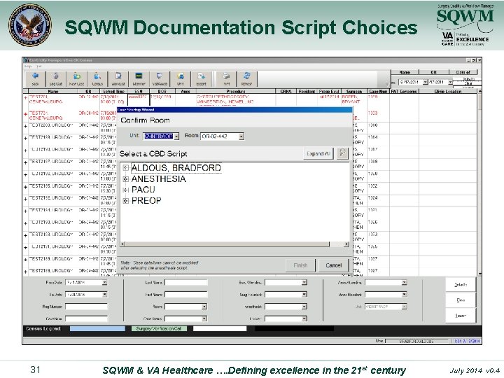 SQWM Documentation Script Choices 31 SQWM & VA Healthcare …. Defining excellence in the