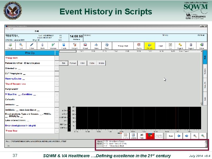 Event History in Scripts 37 SQWM & VA Healthcare …. Defining excellence in the