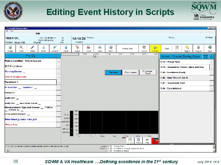 Editing Event History in Scripts 38 SQWM & VA Healthcare …. Defining excellence in