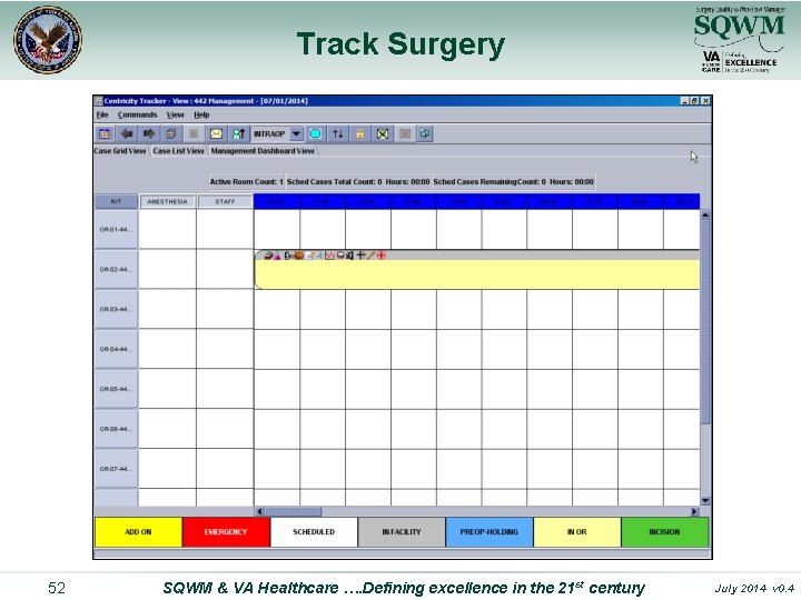 Track Surgery 52 SQWM & VA Healthcare …. Defining excellence in the 21 st
