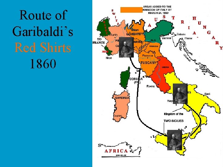 Route of Garibaldi’s Red Shirts 1860 