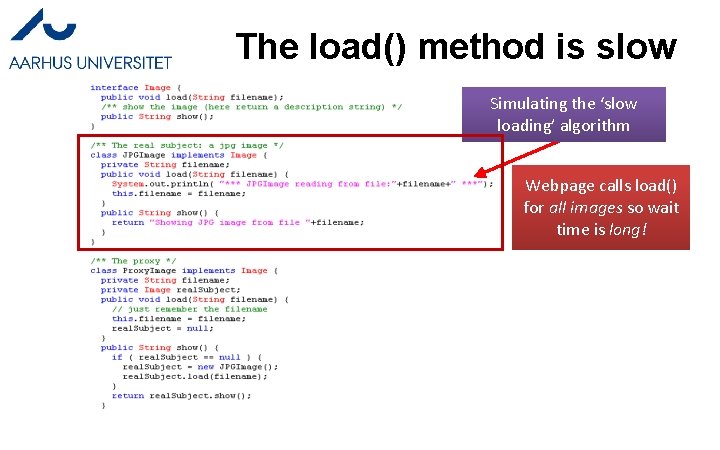 The load() method is slow Simulating the ‘slow loading’ algorithm Webpage calls load() for