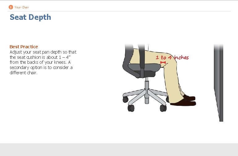 1 Your Chair Seat Depth Best Practice Adjust your seat pan depth so that
