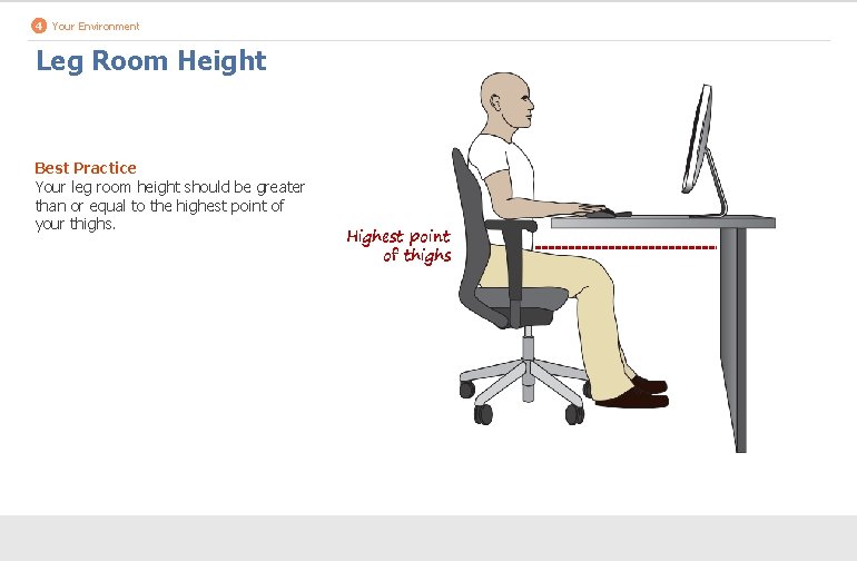 4 Your Environment Leg Room Height Best Practice Your leg room height should be