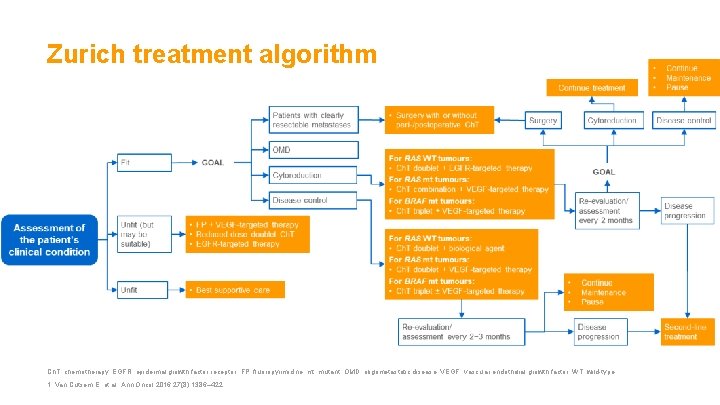 Zurich treatment algorithm Ch. T, chemotherapy; EGFR, epidermal growth factor receptor; FP, fluoropyrimidine; mt,