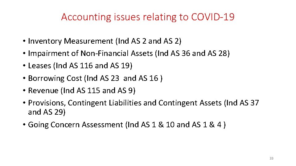 Accounting issues relating to COVID-19 • Inventory Measurement (Ind AS 2 and AS 2)