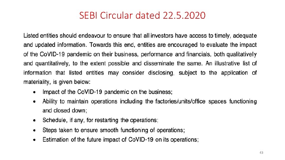 SEBI Circular dated 22. 5. 2020 43 