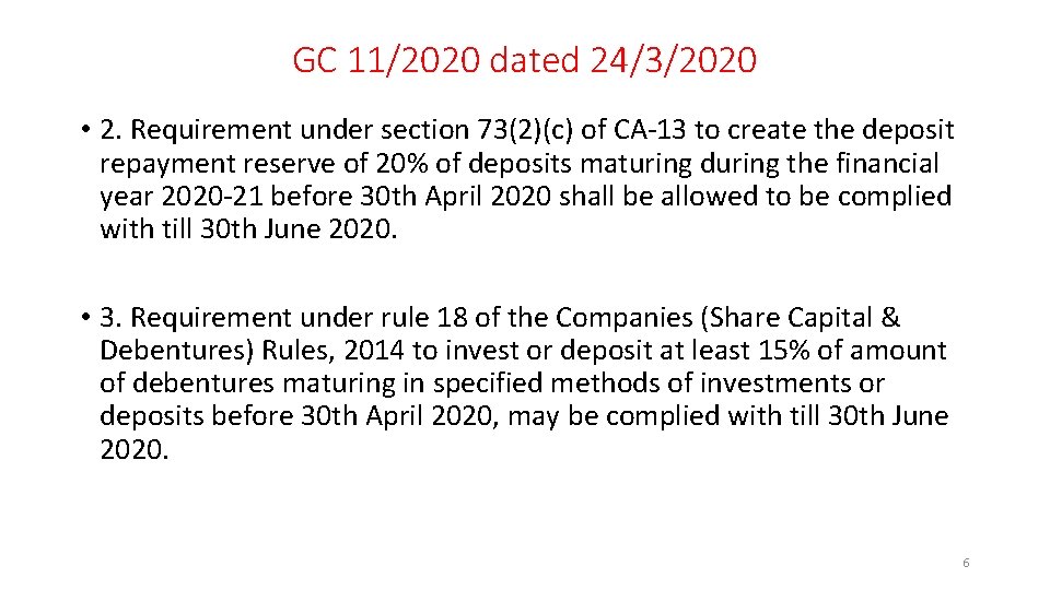GC 11/2020 dated 24/3/2020 • 2. Requirement under section 73(2)(c) of CA-13 to create