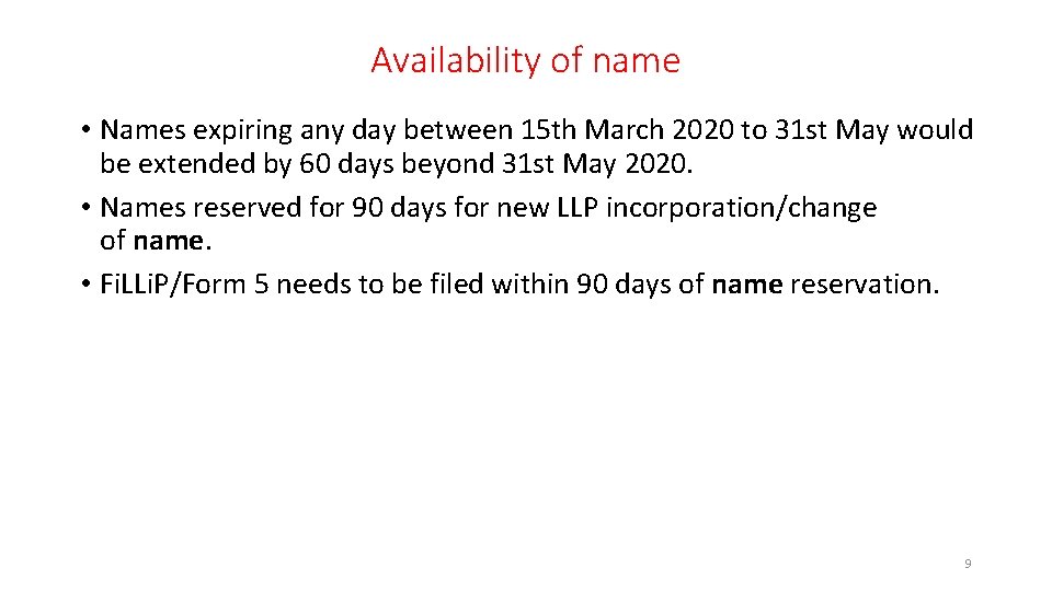 Availability of name • Names expiring any day between 15 th March 2020 to