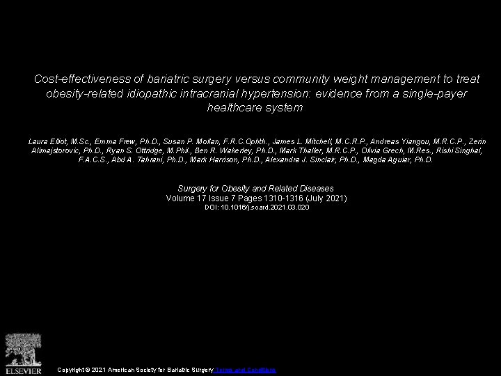 Cost-effectiveness of bariatric surgery versus community weight management to treat obesity-related idiopathic intracranial hypertension: