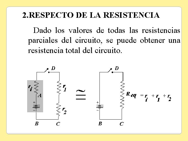 2. RESPECTO DE LA RESISTENCIA Dado los valores de todas las resistencias parciales del