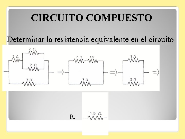 CIRCUITO COMPUESTO Determinar la resistencia equivalente en el circuito R: 