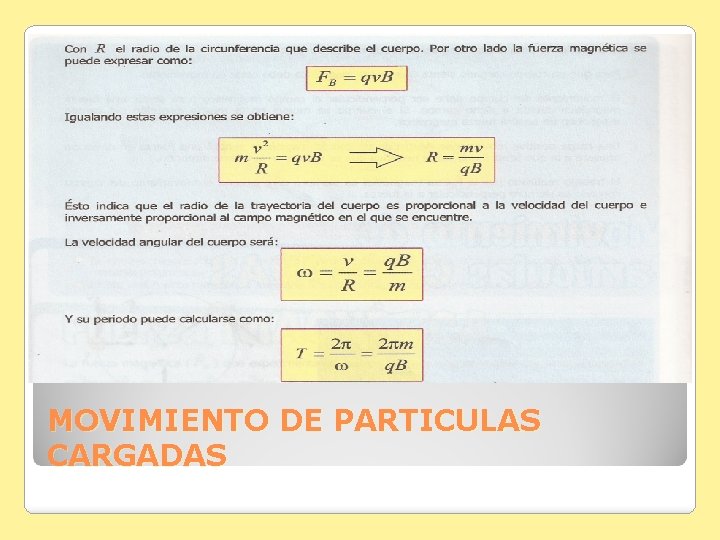 MOVIMIENTO DE PARTICULAS CARGADAS 