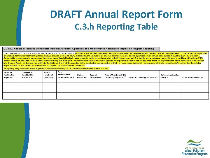 DRAFT Annual Report Form C. 3. h Reporting Table 