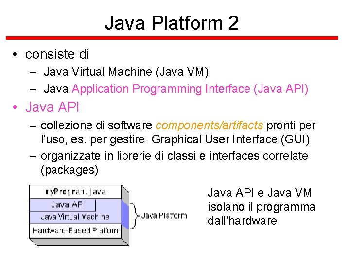 Java Platform 2 • consiste di – Java Virtual Machine (Java VM) – Java