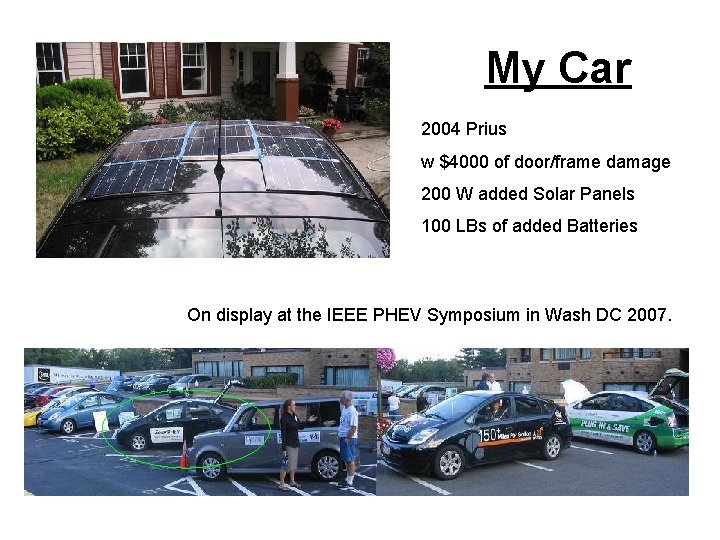 My Car 2004 Prius w $4000 of door/frame damage 200 W added Solar Panels