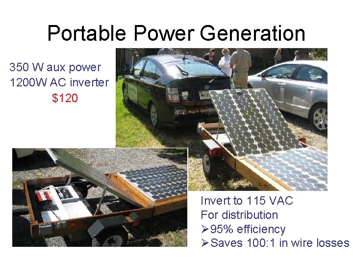 Portable Power Generation 350 W aux power 1200 W AC inverter $120 Invert to