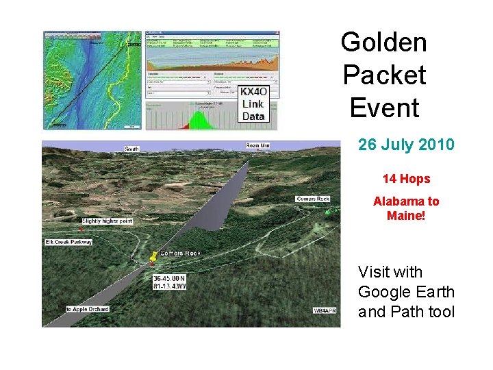 Golden Packet Event 26 July 2010 14 Hops Alabama to Maine! Visit with Google