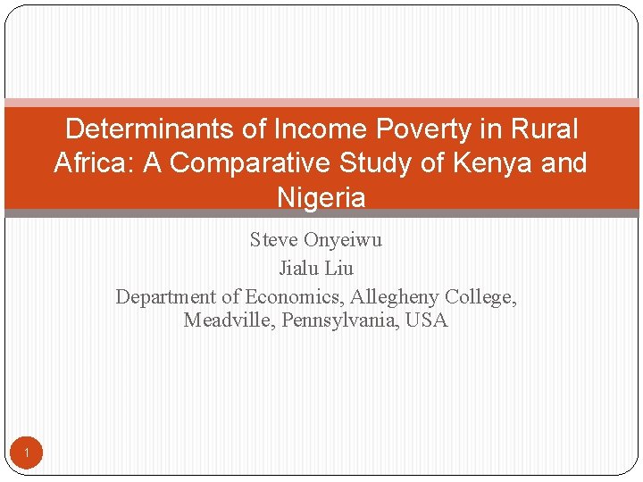 Determinants of Income Poverty in Rural Africa A