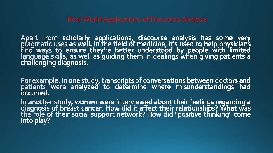 Real-World Applications of Discourse Analysis 