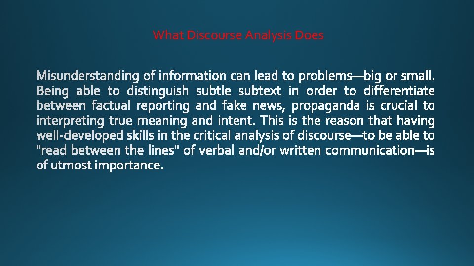 What Discourse Analysis Does 