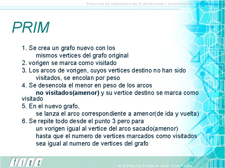 PRIM 1. Se crea un grafo nuevo con los mismos vertices del grafo original