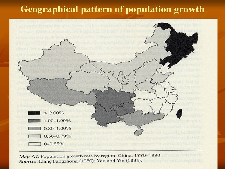 Geographical pattern of population growth 