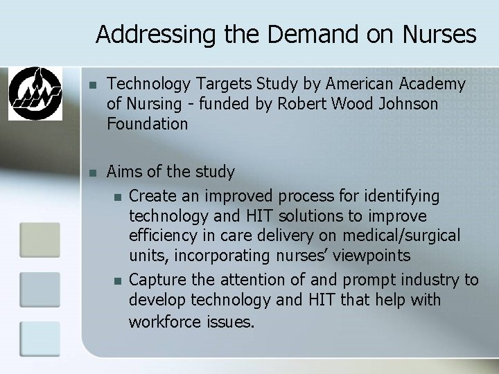 Addressing the Demand on Nurses n Technology Targets Study by American Academy of Nursing