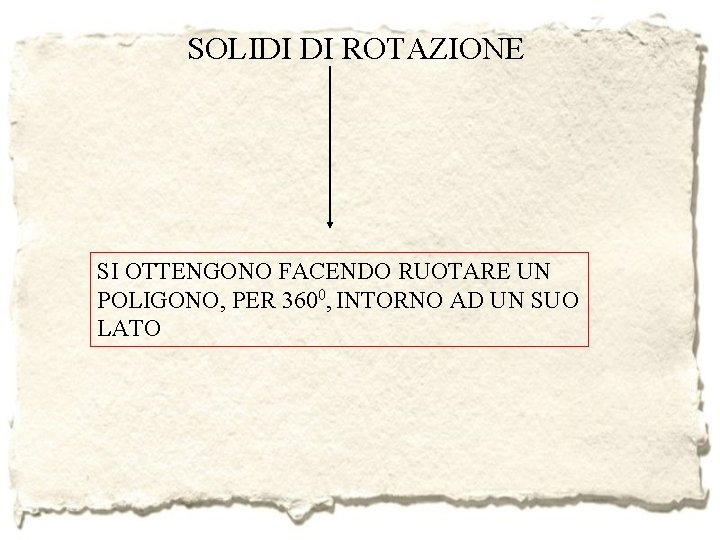 SOLIDI DI ROTAZIONE SI OTTENGONO FACENDO RUOTARE UN POLIGONO, PER 3600, INTORNO AD UN